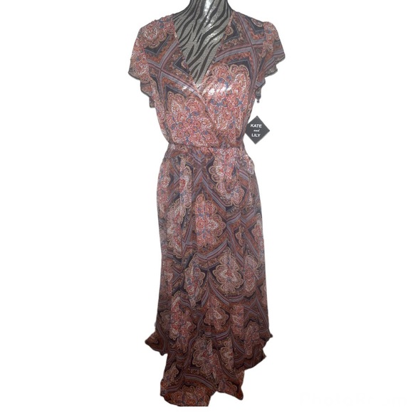 Kate and Lily Dresses Kate And Lily Floral Chiffon Maxi Dress With Waist Tie Poshmark